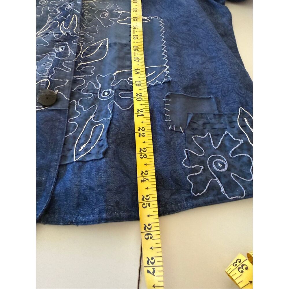 Vintage Coldwater Creek Jacket Blue Denim Embroidered Patchwork Size XL Prairie - Picture 13 of 16